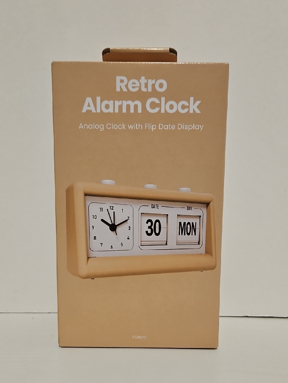 Retro Alarm Clock - Beige Flip Date Display
